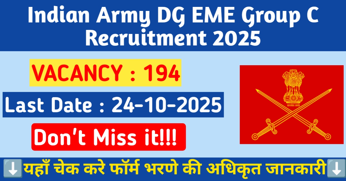 Alt = "Indian Army DG EME Group C Recruitment 2025"